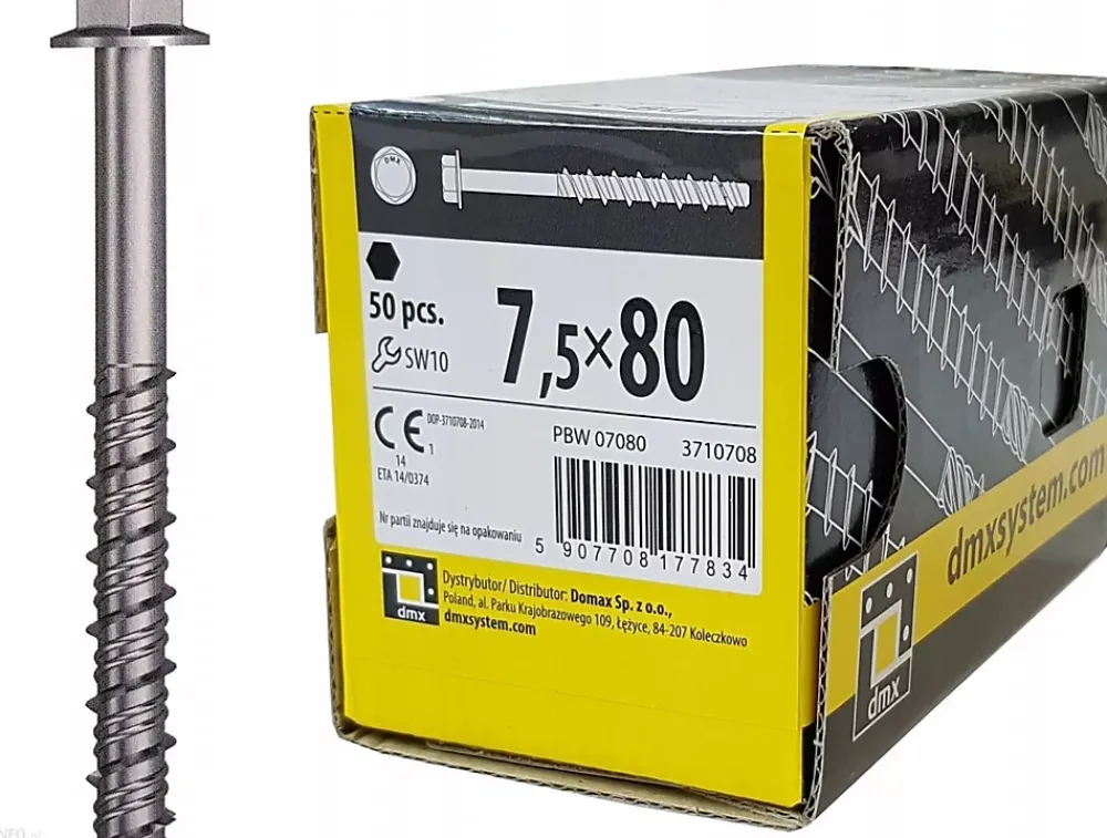 Domax Vis Pour Brique, Béton-Boîte de 50 vis d'ancrage béton 7,5 x 80