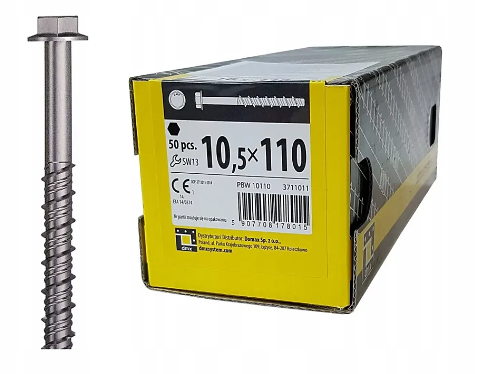 Domax Vis Pour Brique, Béton-Boîte de 50 vis d'ancrage béton 10,5 x 110