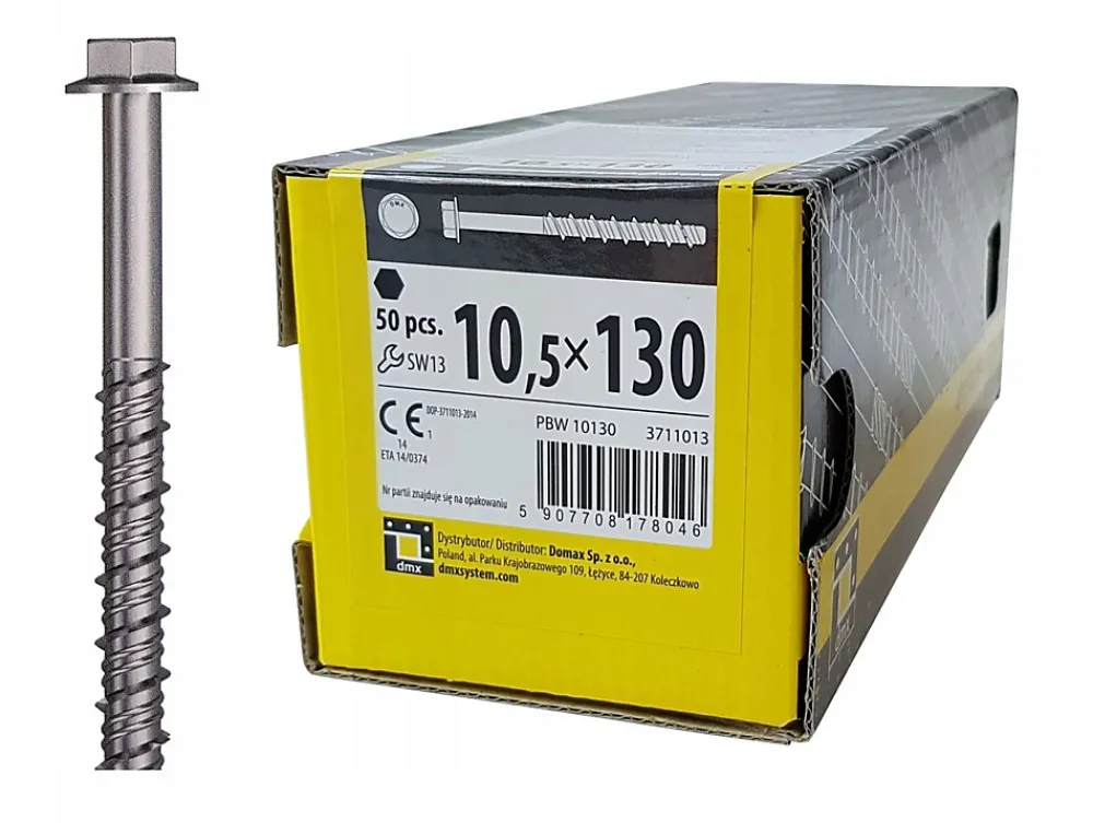 Domax Vis Pour Brique, Béton-Boîte de 50 vis d'ancrage béton 10,5 x 130