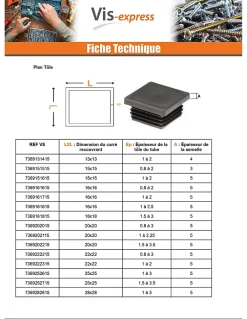 Vis Express Bouchon carré 25X25 épaisseur tole du tube 1 à 3 Polyethylène noir - 1 pièce