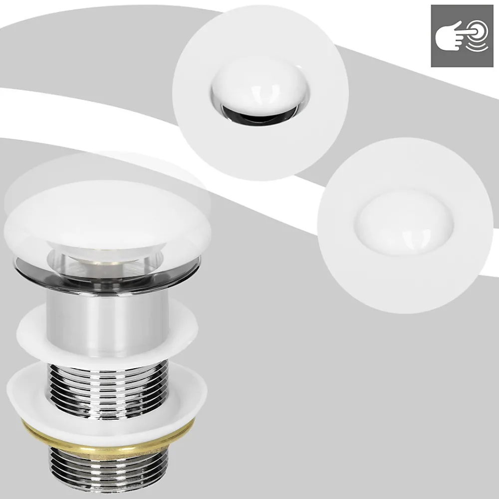 Luxebath Evacuation De Lavabo-Vasque-Bouchon de vidange H109mm blanc universel pop-up pour lavabo sans trop-plein avec joints