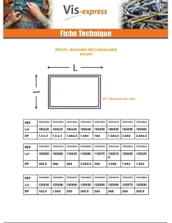Vis Express Cache Vis Et Cache Trou-Bouchon rectangle pour tube 160X80 épaisseur tole du tube 3 à 5.5 nylon noir - 1 pièce