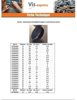 Vis Express Bouchon rond pour tube Diamètre Extèrieur 35 Intérieur 29-33 nylon noir - 1 pièce
