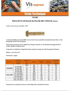 Vis Express Boulon métal RKT 8X60 M6 Acier zingué - 1 pièce