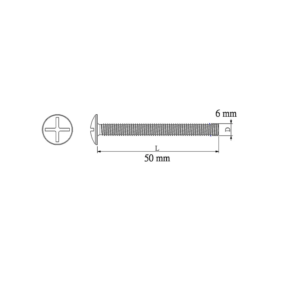 Diall 10 boulons poêlier tête plate 6 x 50 mm