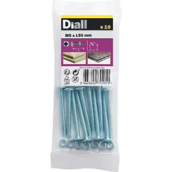 Diall Boulon-10 boulons poêlier tête plate 5 x 50 mm