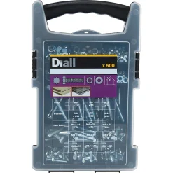 Diall 500 boulons tête héxagonale avec écrous et rondelles - assortiment
