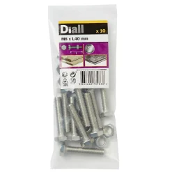 Diall Boulon-10 boulons tête héxagonale inox 8 x 40 mm