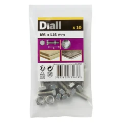 Diall Boulon-10 boulons tête héxagonale inox 6 x 16 mm