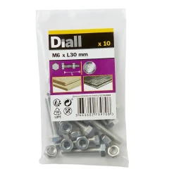 Diall Boulon-10 boulons tête héxagonale inox 6 x 30 mm