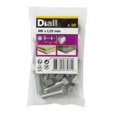 Diall Boulon-10 boulons tête héxagonale inox 8 x 25 mm