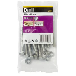 Diall 10 boulons tête héxagonale inox 8 x 60 mm