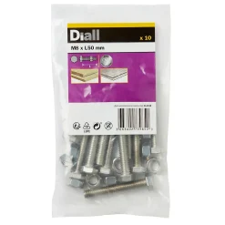 Diall Boulon-10 boulons tête héxagonale inox 8 x 50 mm