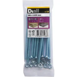Diall 10 boulons tête héxagonale zingué 6 x 100 mm