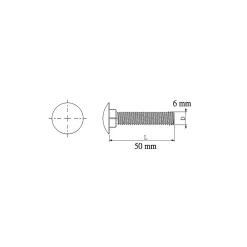 Diall Boulon-10 boulons tête ronde collet carré 6 x 50 mm