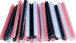 Rapid Pistolet À Colle-Bâton de colle pailletée pour décoration Ø7mm x 94mm, lot de 36 x 3 couleurs (blanc, noir, or)