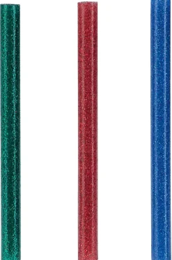 Rapid Bâton de colle pailletée pour décoration Ø7mm x 94mm, lot de 36 x 3 couleurs (rouge, bleu, vert)