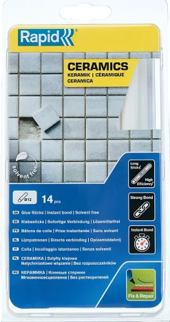 Rapid Bâtons de colle pour céramique Ø12mm x 190mm, lot de 14