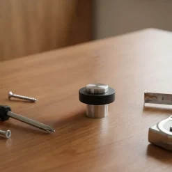 Diall Butoir De Porte-Butoir de porte zamak nickelé inox Ø3,2 cm