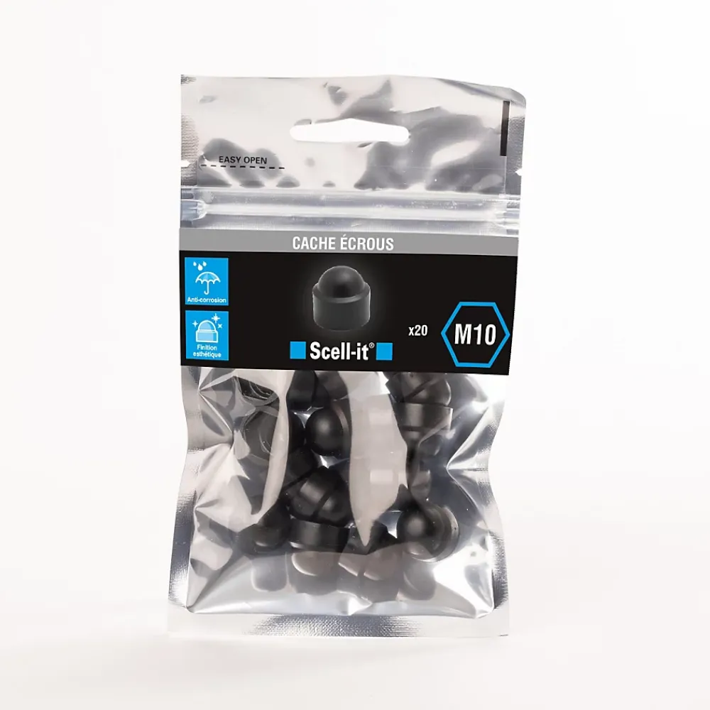 Scell-It Cache Vis Et Cache Trou-Cache-écrou Scell It noir ø10 mm, 20 pièces