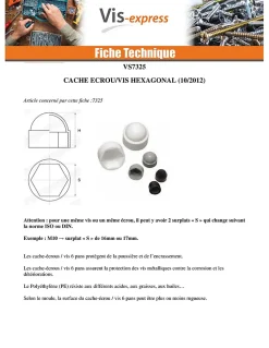 Vis Express Cache Ecrou ou cache tête vis Tête hexagonale TH M22 nylon blanc Sur plat 32 - 10 pièces