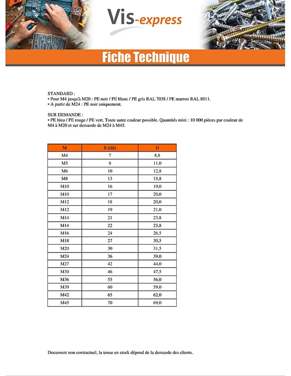 Vis Express Cache Ecrou ou cache tête vis Tête hexagonale TH M18 nylon blanc Sur plat 27 - 10 pièces