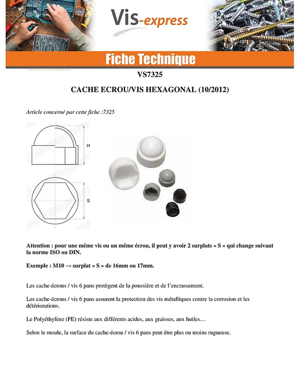 Vis Express Cache Vis Et Cache Trou-Cache Ecrou ou cache tête vis Tête hexagonale TH M18 nylon blanc Sur plat 27 - 30 pièces