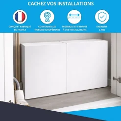 Atole Cache nourrice plomberie en acier Blanc - Largeur réglable - Taille 2 : 450 x 605 à 1150 x 150 mm