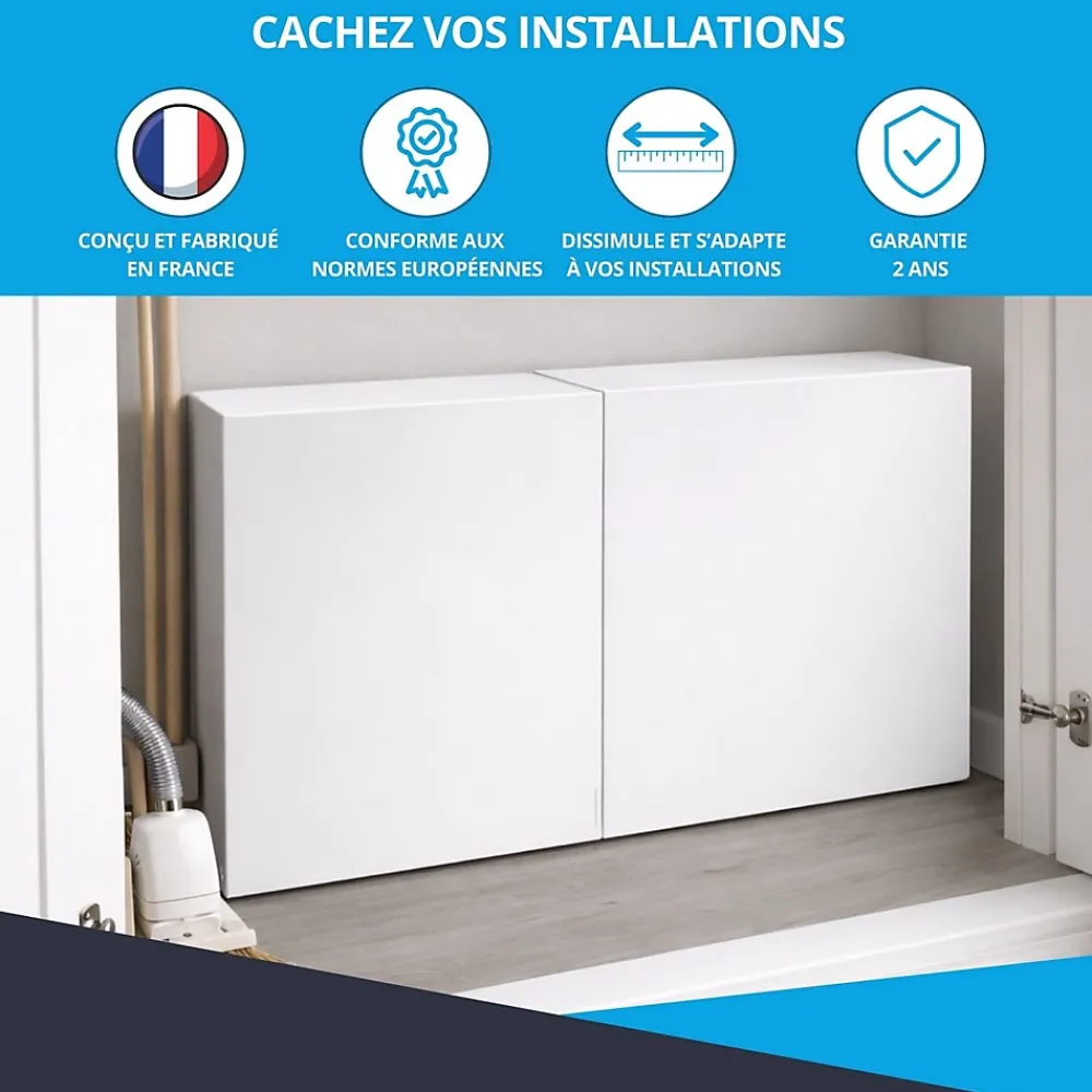 Atole Cache-Tube De Plomberie-Cache nourrice plomberie en acier Blanc - Largeur fixe - Taille 3 : 450 x 850 x 150 mm