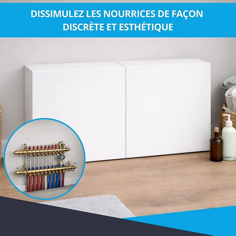 Atole Cache-Tube De Plomberie-Cache nourrice plomberie en acier Blanc - Largeur fixe - Taille 3 : 450 x 850 x 150 mm