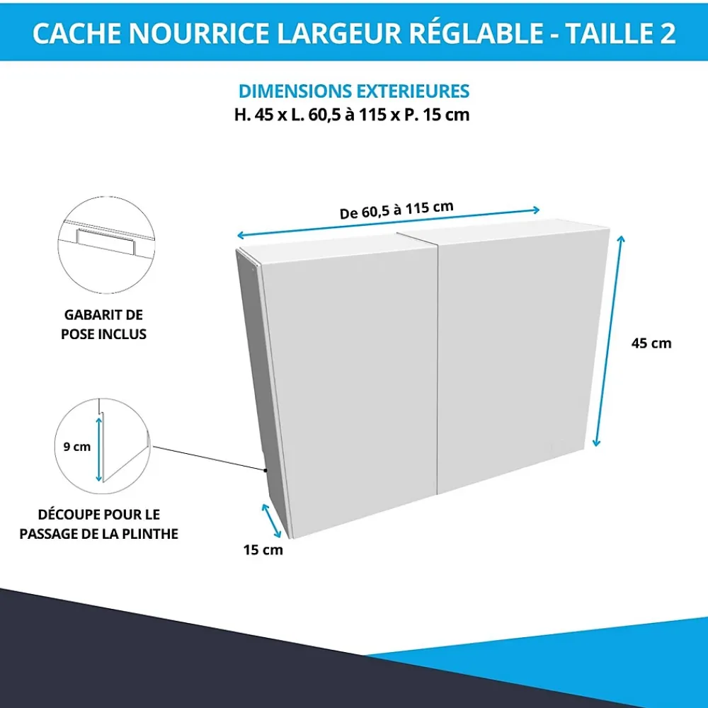 Atole Cache-Tube De Plomberie-Cache nourrice plomberie en acier Blanc - Largeur fixe - Taille 3 : 450 x 850 x 150 mm