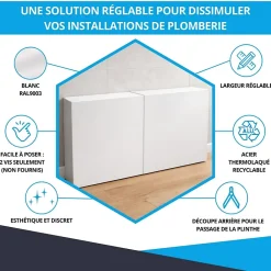 Atole Cache-Tube De Plomberie-Cache nourrice plomberie en acier Blanc - Largeur fixe - Taille 3 : 450 x 850 x 150 mm