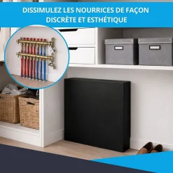 Atole Cache nourrice plomberie en acier Noir - Largeur fixe - Taille 5 : 650 x 650 x 150 mm