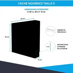 Atole Cache nourrice plomberie en acier Noir - Largeur fixe - Taille 5 : 650 x 650 x 150 mm