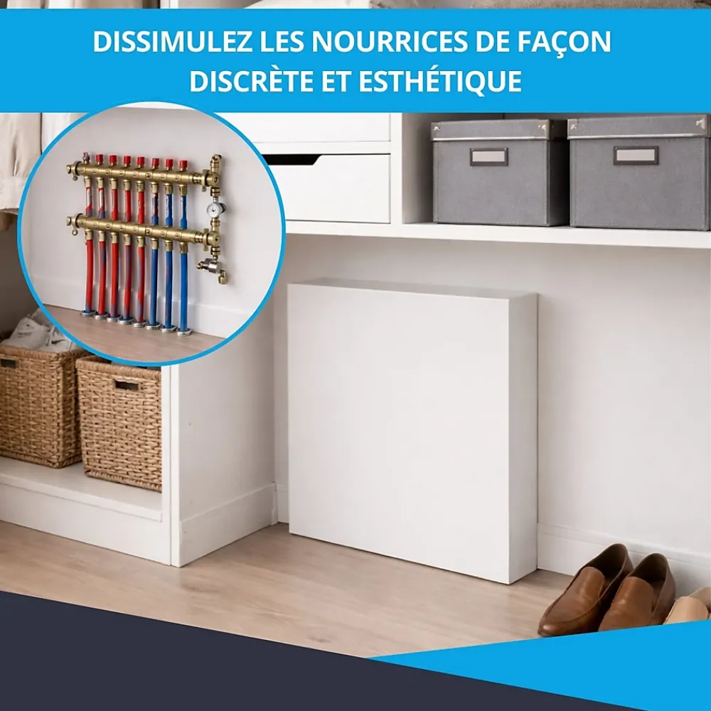 Atole Cache nourrice plomberie en acier Blanc - Largeur fixe - Taille 1 : 450 x 450 x 150 mm