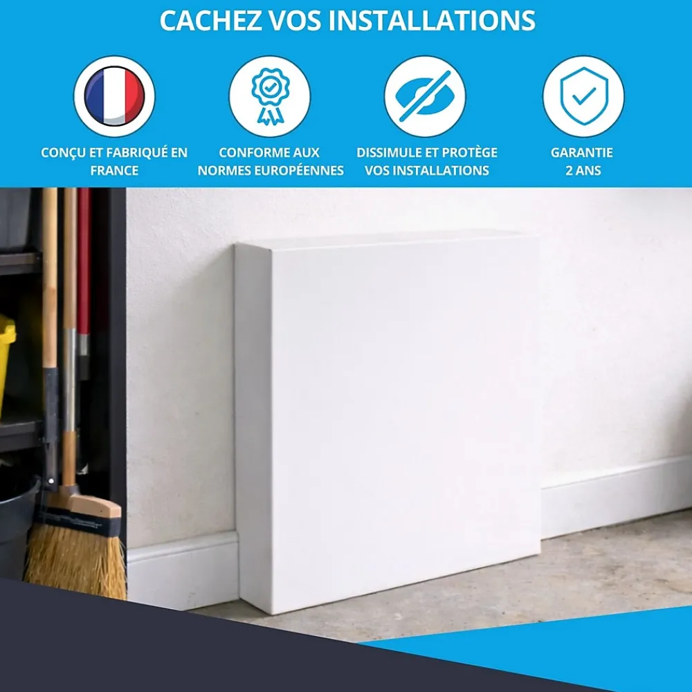 Atole Cache-Tube De Plomberie-Cache nourrice plomberie en acier Blanc - Largeur fixe - Taille 5 : 650 x 650 x 150 mm