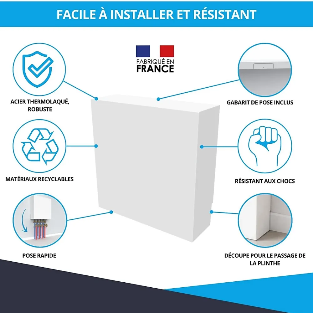 Atole Cache-Tube De Plomberie-Cache nourrice plomberie en acier Blanc - Largeur fixe - Taille 2 : 450 x 650 x 150 mm