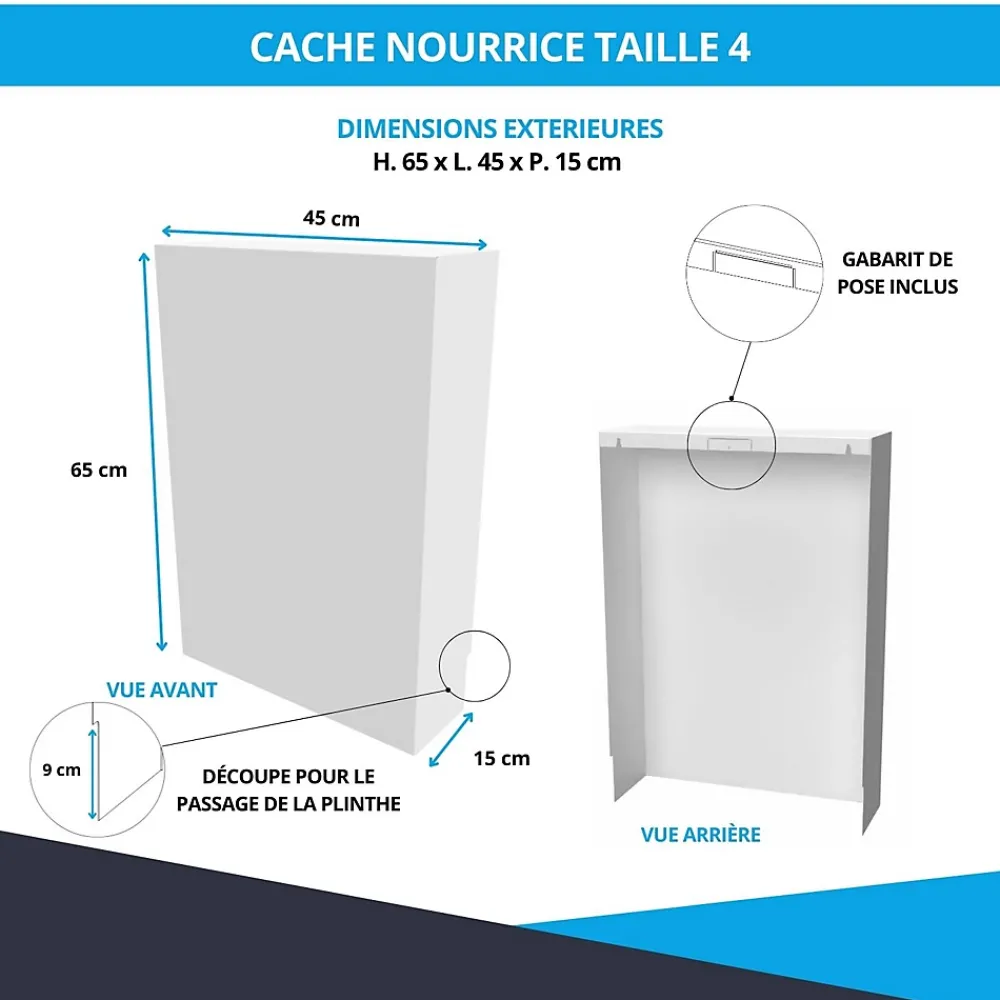 Atole Cache-Tube De Plomberie-Cache nourrice plomberie en acier Blanc - Largeur fixe - Taille 2 : 450 x 650 x 150 mm