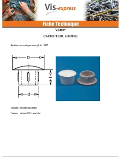 Vis Express Cache Vis Et Cache Trou-Cache Trou 12/5.5 Longueur 5.6 Aluminium RAL9006 aluminium blanc - 500 pièces