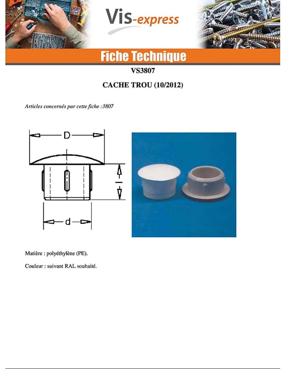Vis Express Cache Vis Et Cache Trou-Cache Trou 12/5.5 Longueur 5.6 Aluminium RAL9006 aluminium blanc - 500 pièces