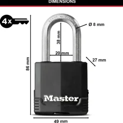 Master Lock Cadenas, Antivol-Cadenas Acier laminé Excell 48 x 46