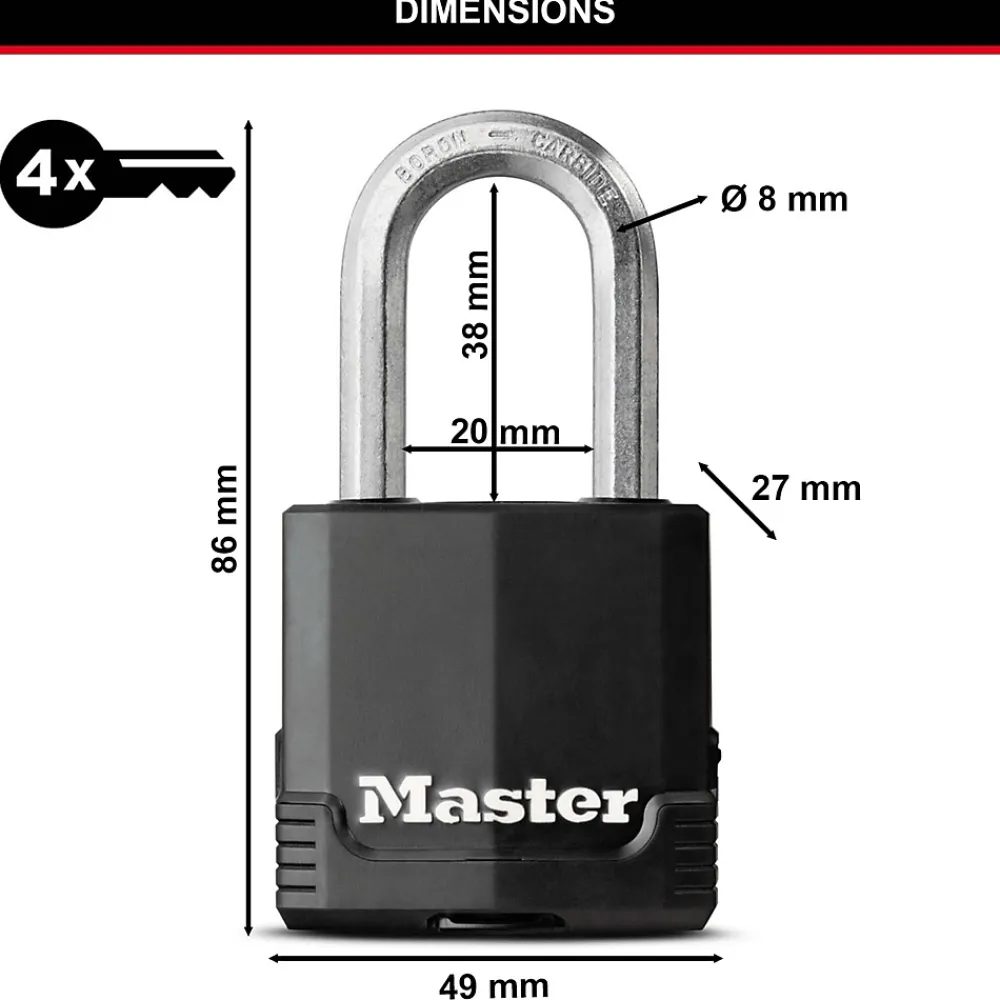 Master Lock Cadenas, Antivol-Cadenas Acier laminé Excell 48 x 46