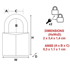Master Lock Cadenas Aluminium 20 x 20
