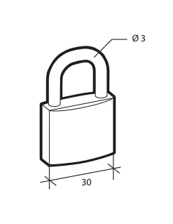 Serruprix Cadenas BASIC à clé, base 30 mm, anse acier, 2 clés -