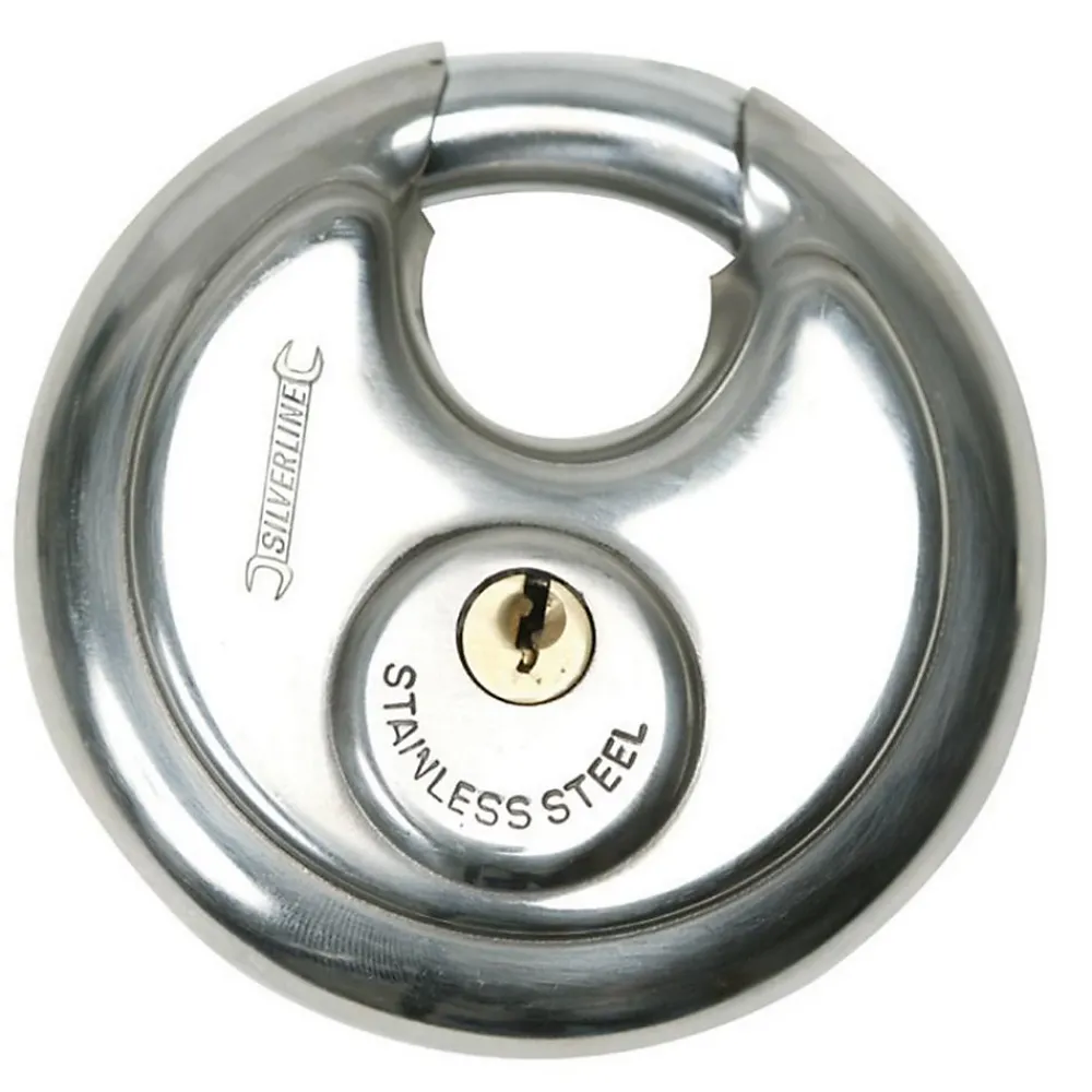 Silverline Cadenas Circulaire en Acier Inoxydable 70 mm - Sécurisé et Durable - Protection Optimale -