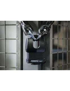 Thirard Cadenas à clé Fédéral Lock Docker, extérieur, acier cémenté, double verrouillage, 55mm, 2 clés -