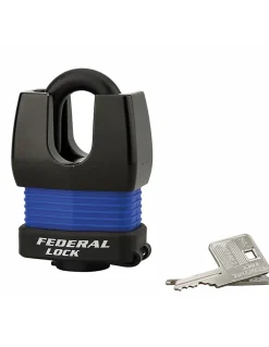 Thirard Cadenas à clé Fédéral Lock Docker, extérieur, acier cémenté, double verrouillage, 55mm, 2 clés -