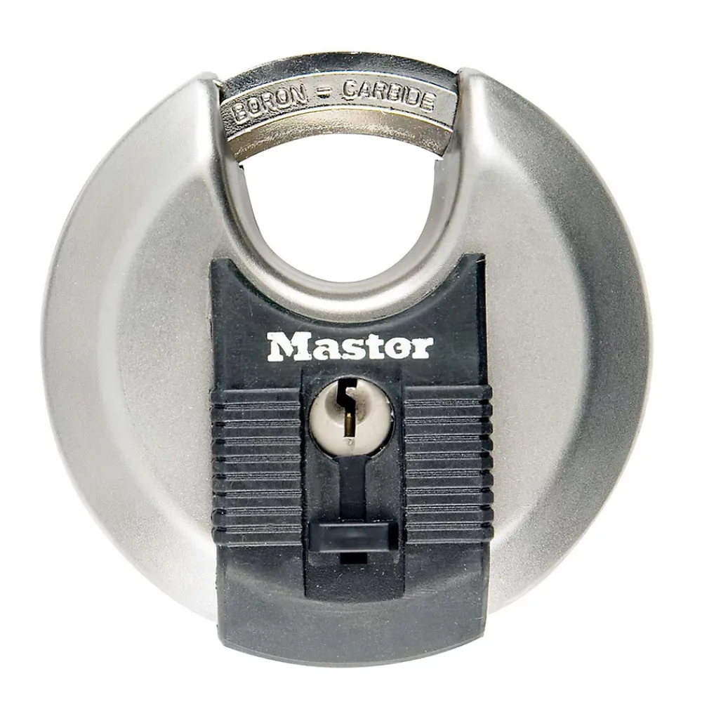 Master Lock Cadenas, Antivol-Cadenas à clé Excell M40EURD disque en acier inoxydable Ø70 mm hauteur de l'anse 16 mm
