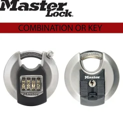 Master Lock Cadenas, Antivol-Cadenas à clé Excell M40EURD disque en acier inoxydable Ø70 mm hauteur de l'anse 16 mm