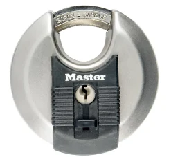 Master Lock Cadenas, Antivol-Cadenas à clé Excell M40EURD disque en acier inoxydable Ø70 mm hauteur de l'anse 16 mm